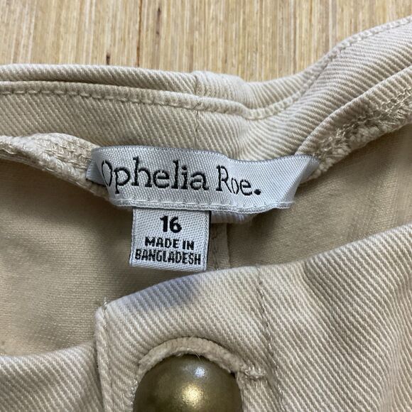 Ophelia Roe Women’s Pants Wide Leg Button Detail Size 16 Beige - Picture 4 of 6